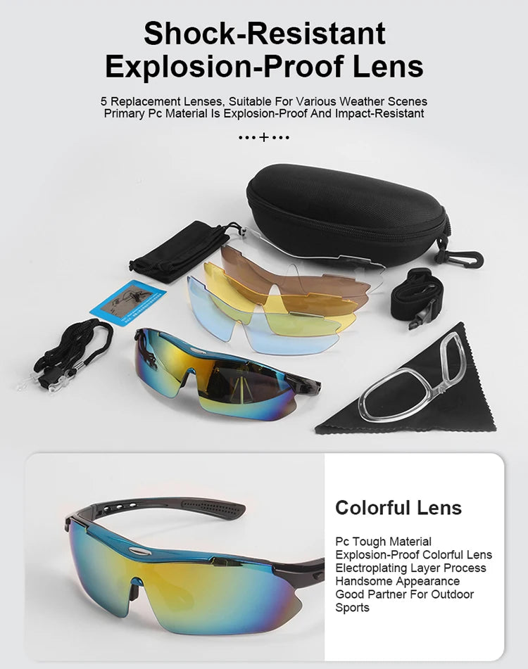 5 Lens Set Polarized Tactical Goggles