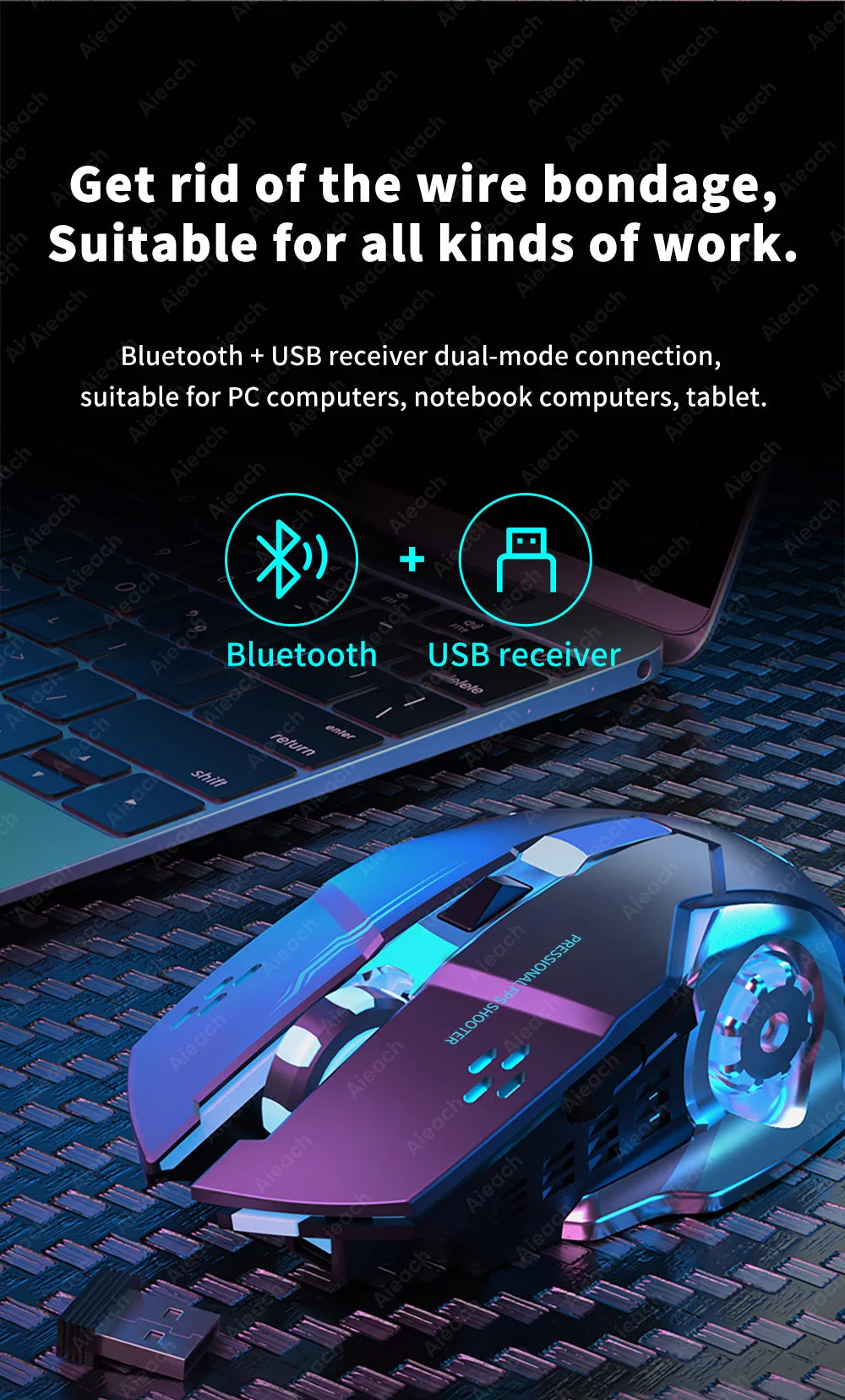 AIEACH Bluetooth Gaming Mouse