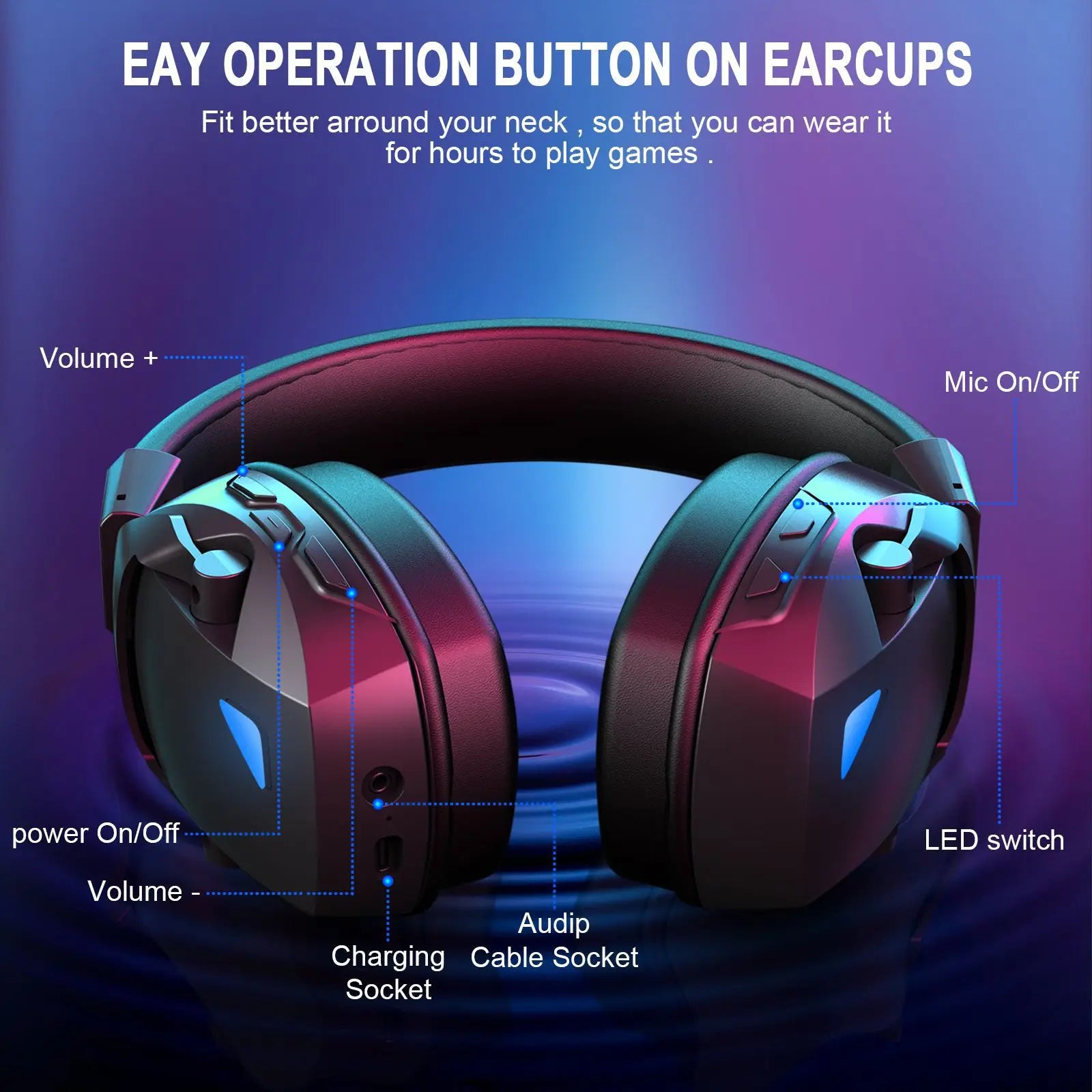 Acinaci Wireless Gaming Headset with Mic 2.4G