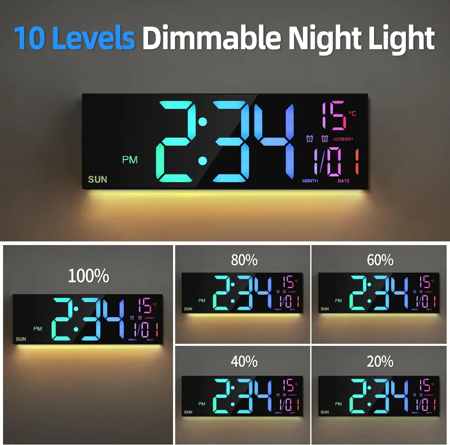 Large Digital Wall Clock - 16.2'