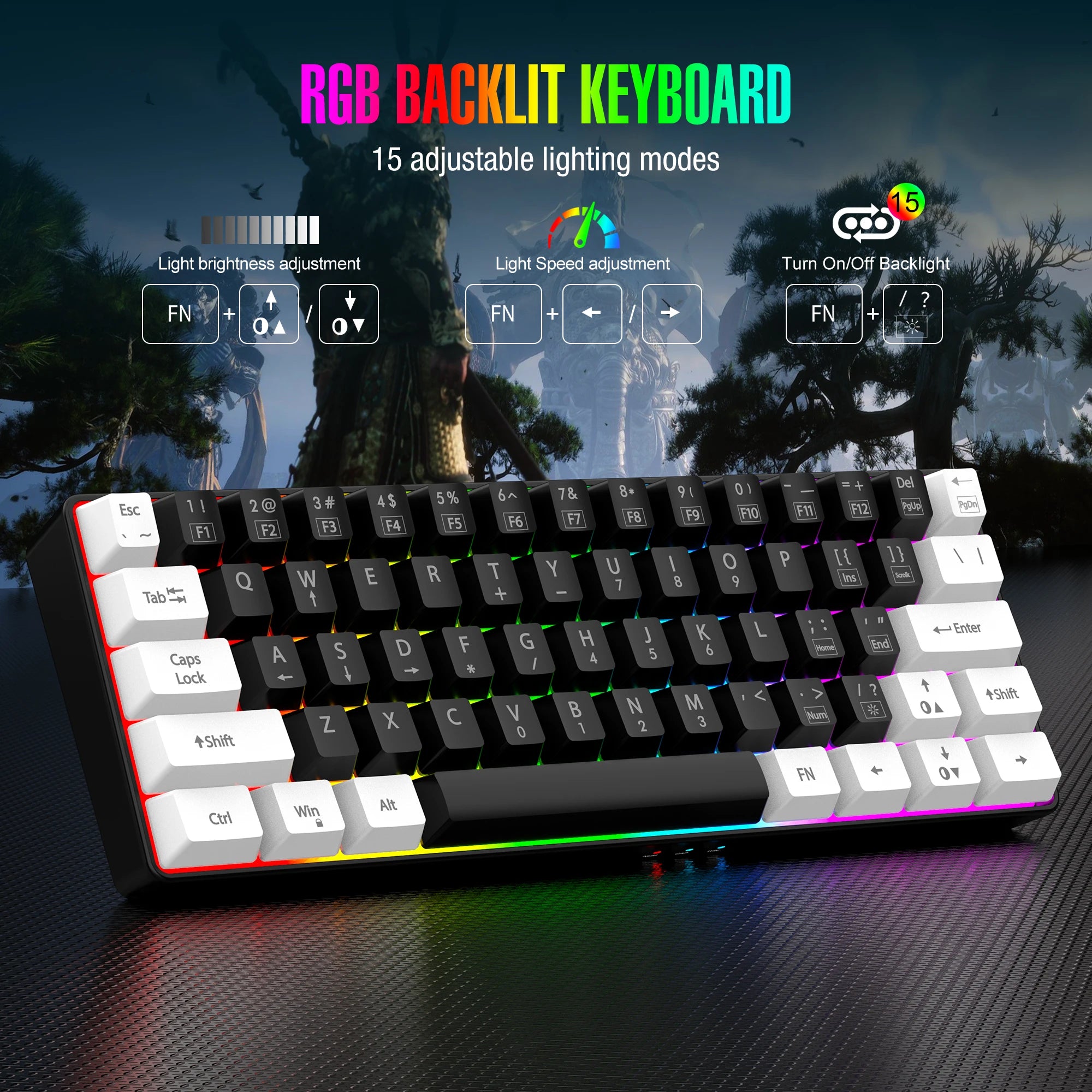 60% wired gaming keyboard - RGB backlight