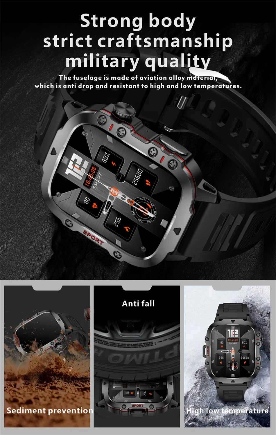 For Xiaomi Military Smart Watch IP68