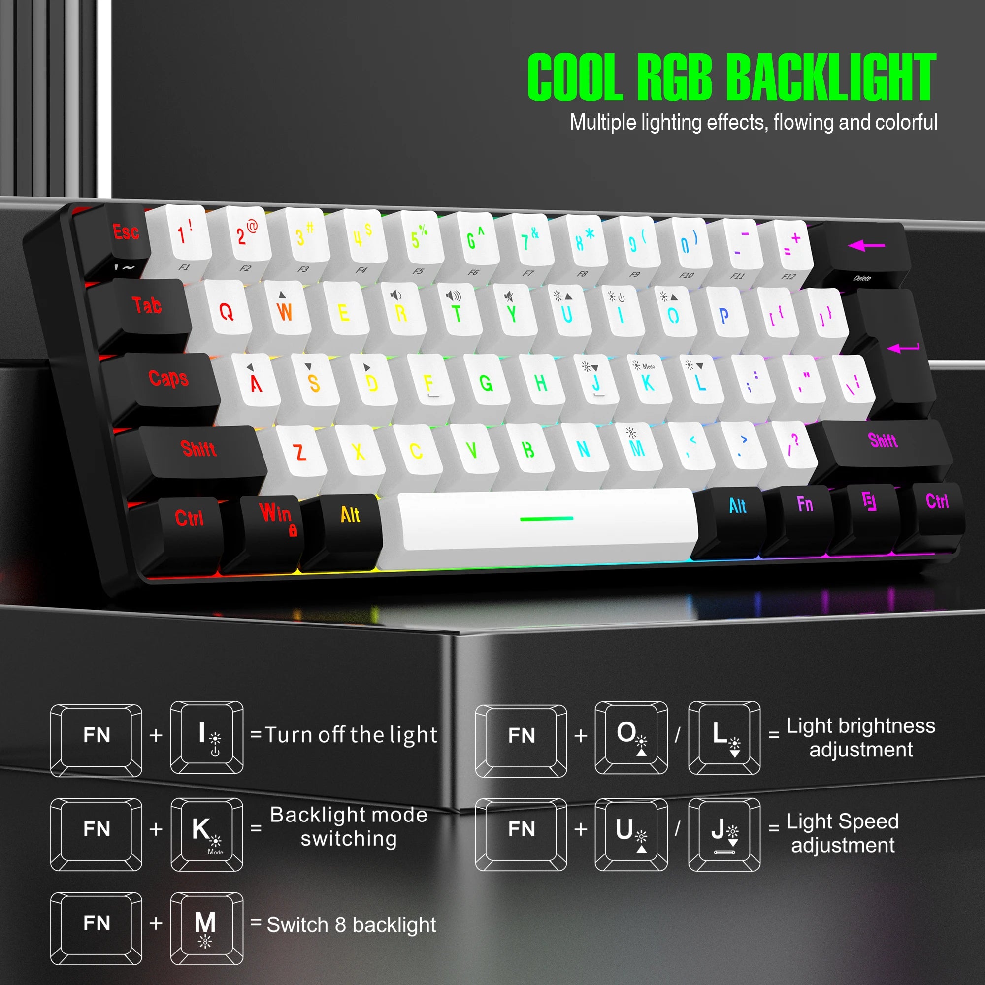 60% wired gaming keyboard - RGB backlight