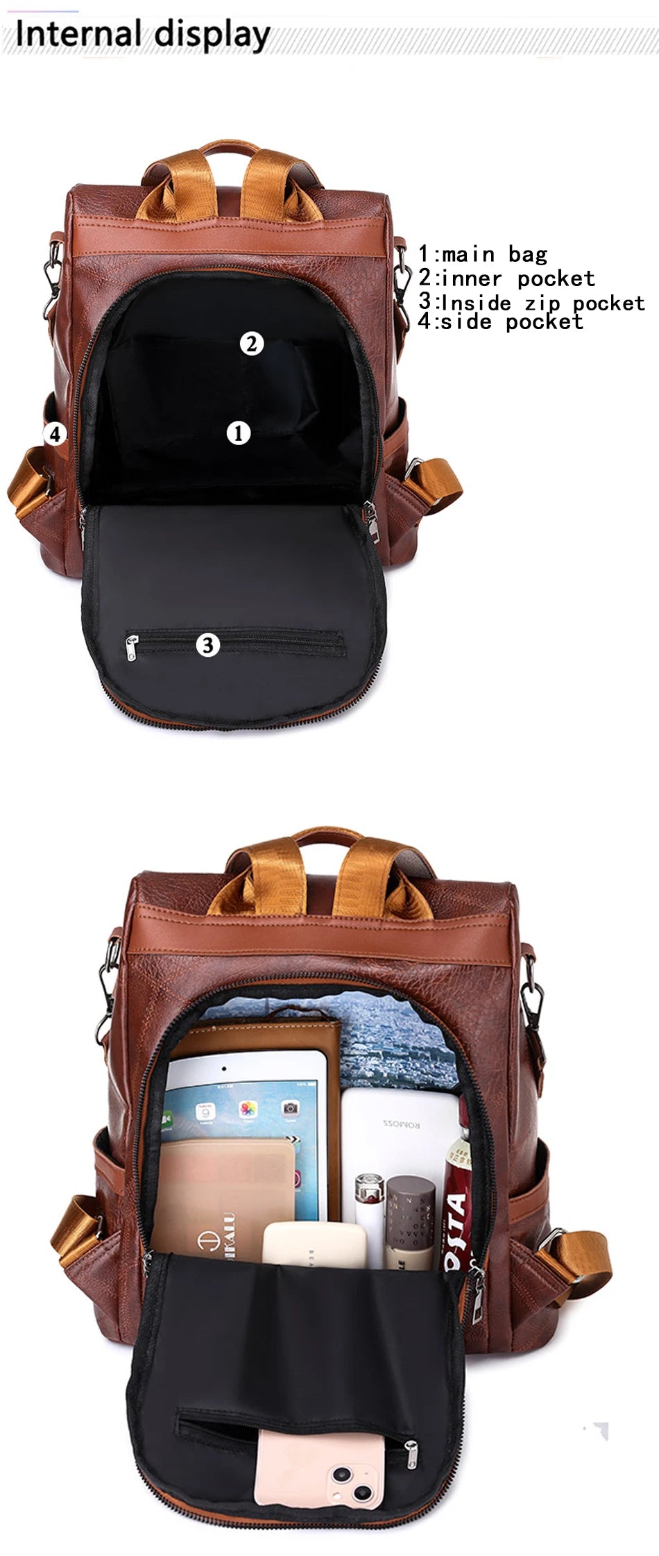 KMFFLY Soft Leather Backpack