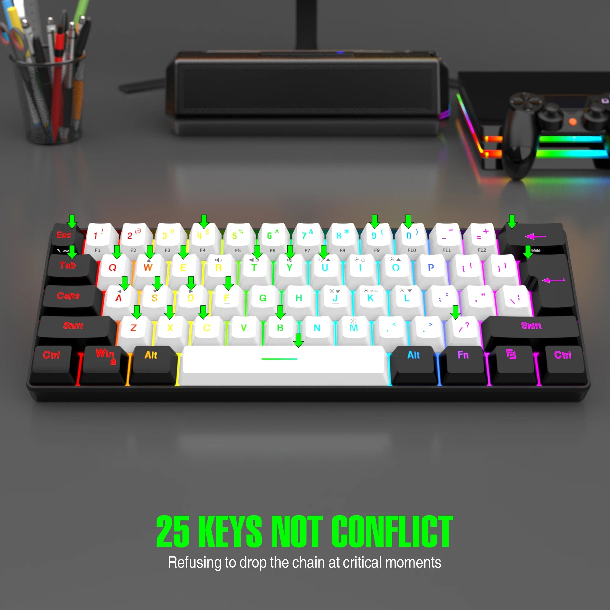 60% wired gaming keyboard - RGB backlight