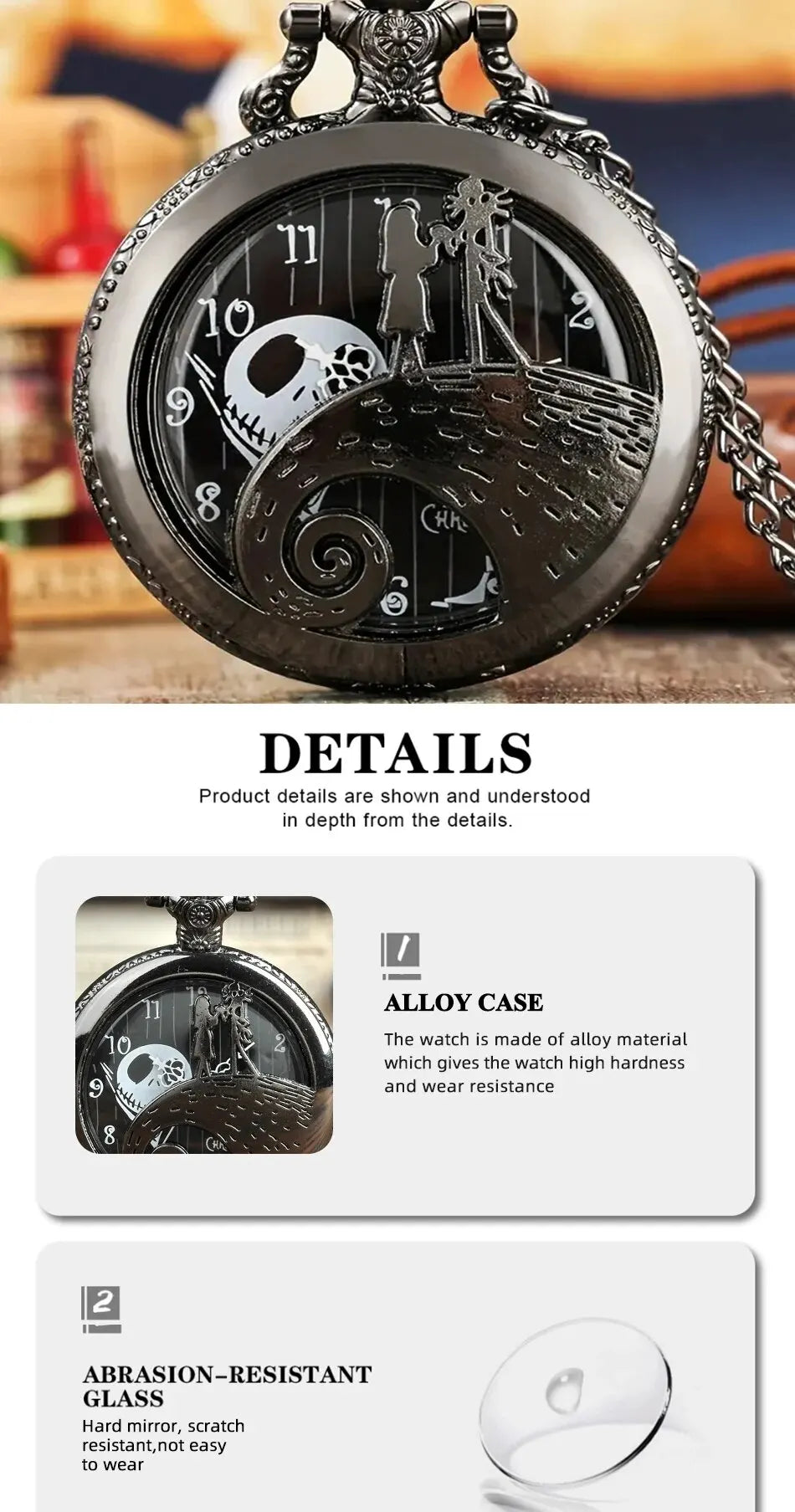 Lovers Skeleton Quarzt Pocket Watch