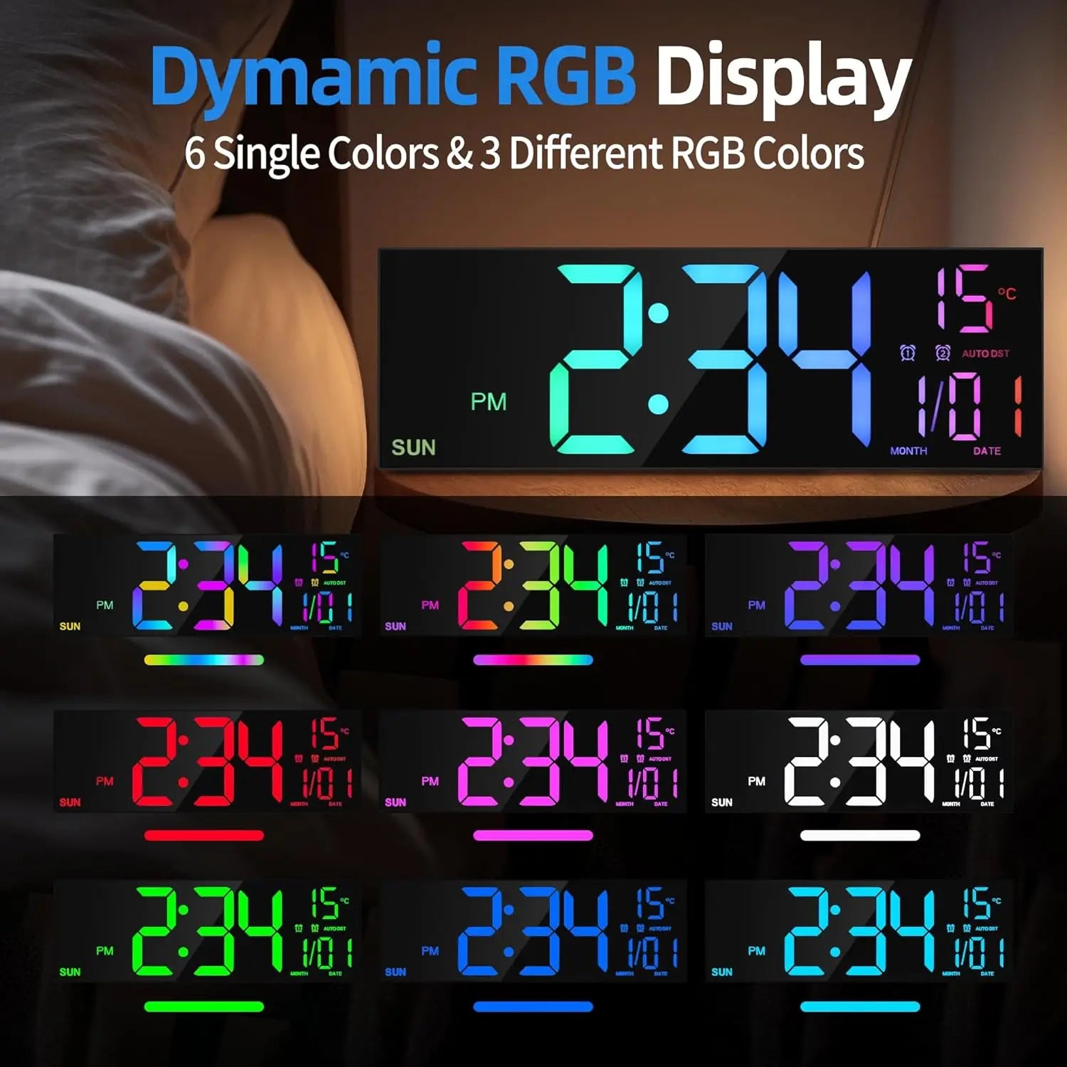 Large Digital Wall Clock - 16.2'