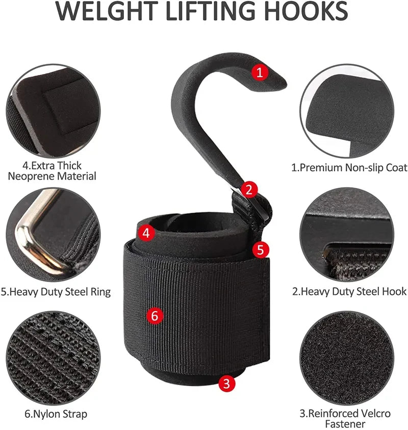 1PCS Weight Lifting Hook Grips With Wrist Wraps