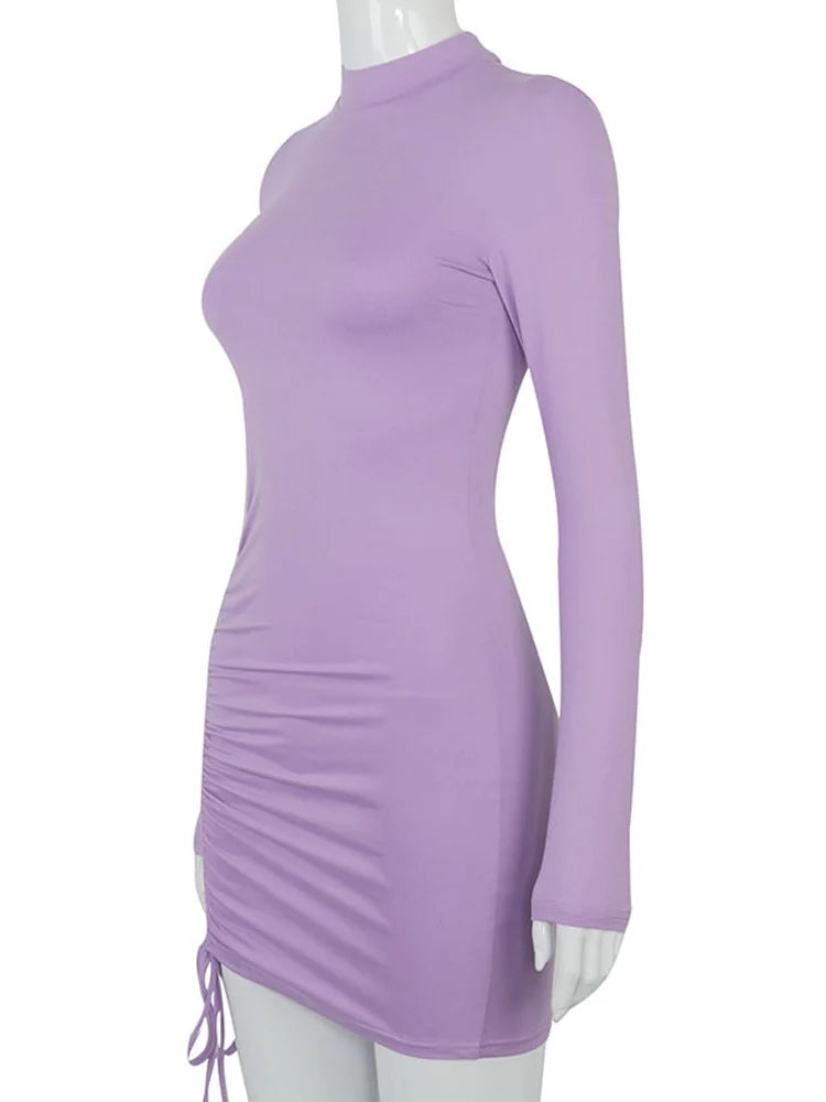 Long Sleeve Ruched Bodycon Dress