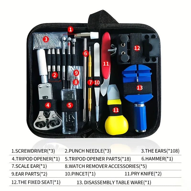 147pcs/set Watchmaker Watch Repair Kit