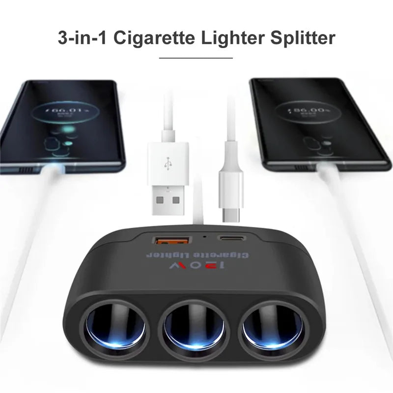 3 in 1 USB Type C Socket 120W