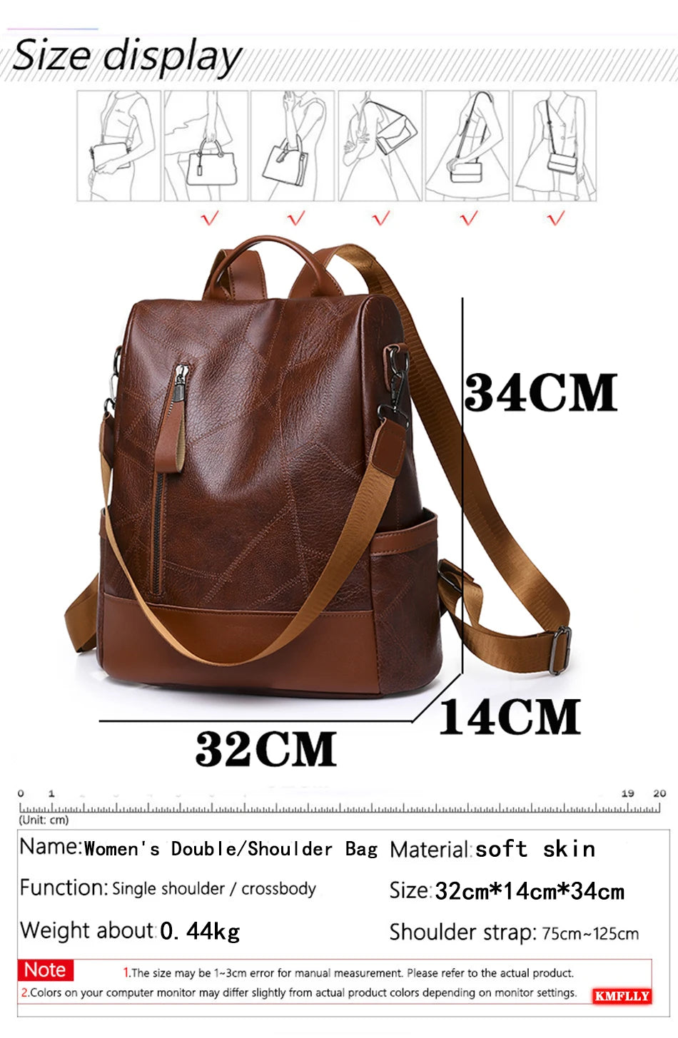 KMFFLY Soft Leather Backpack