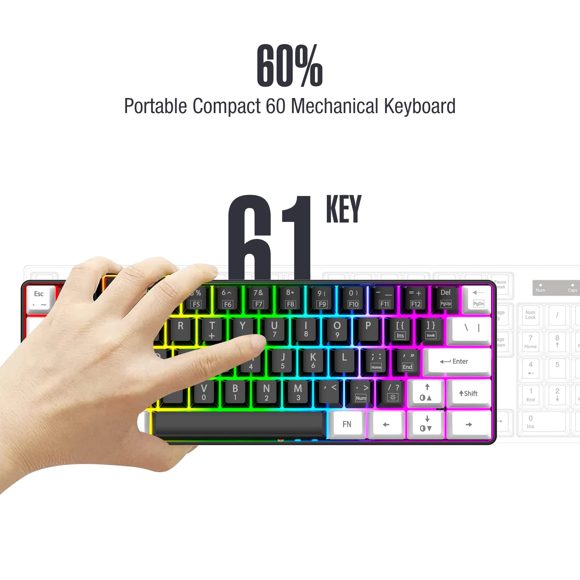 60% wired gaming keyboard - RGB backlight