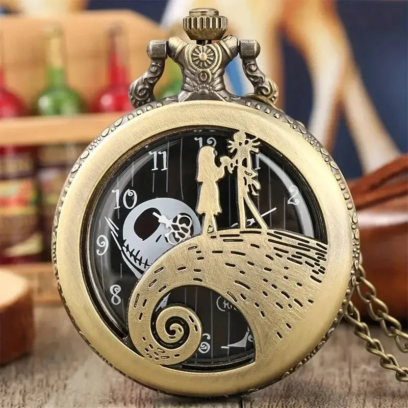 Lovers Skeleton Quarzt Pocket Watch