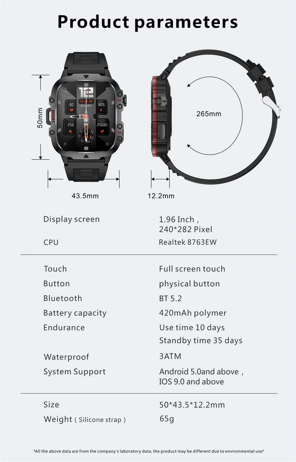 For Xiaomi Military Smart Watch IP68