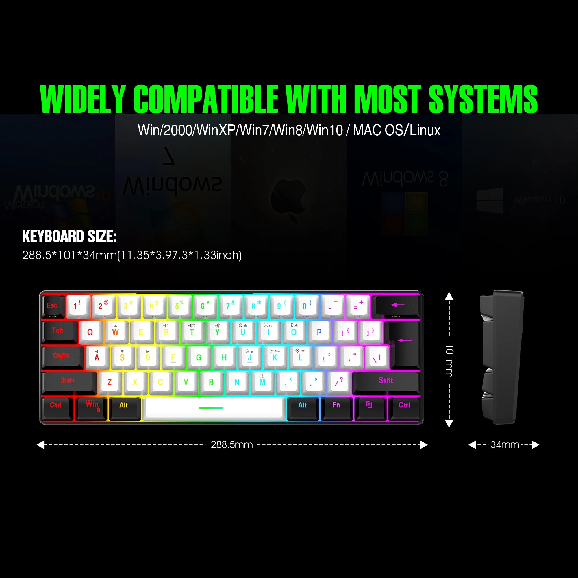 60% wired gaming keyboard - RGB backlight