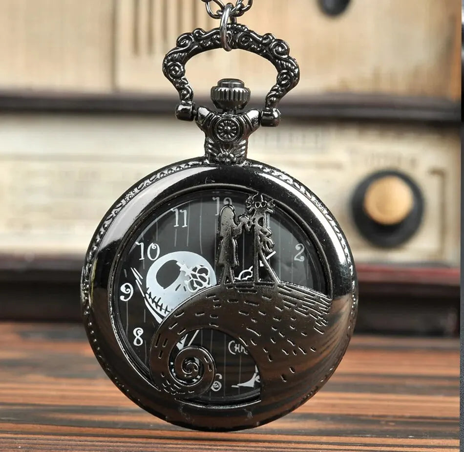 Lovers Skeleton Quarzt Pocket Watch