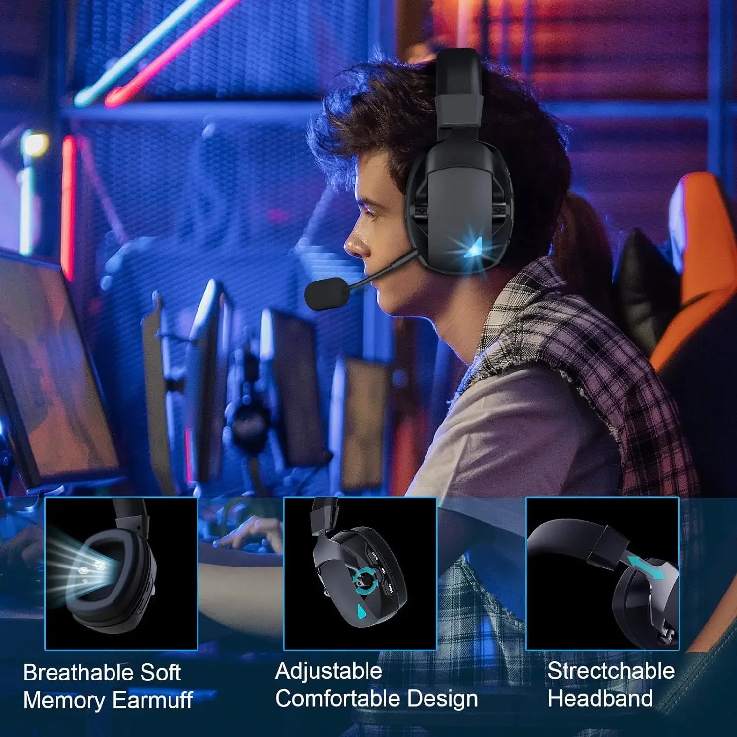 Acinaci Wireless Gaming Headset with Mic 2.4G