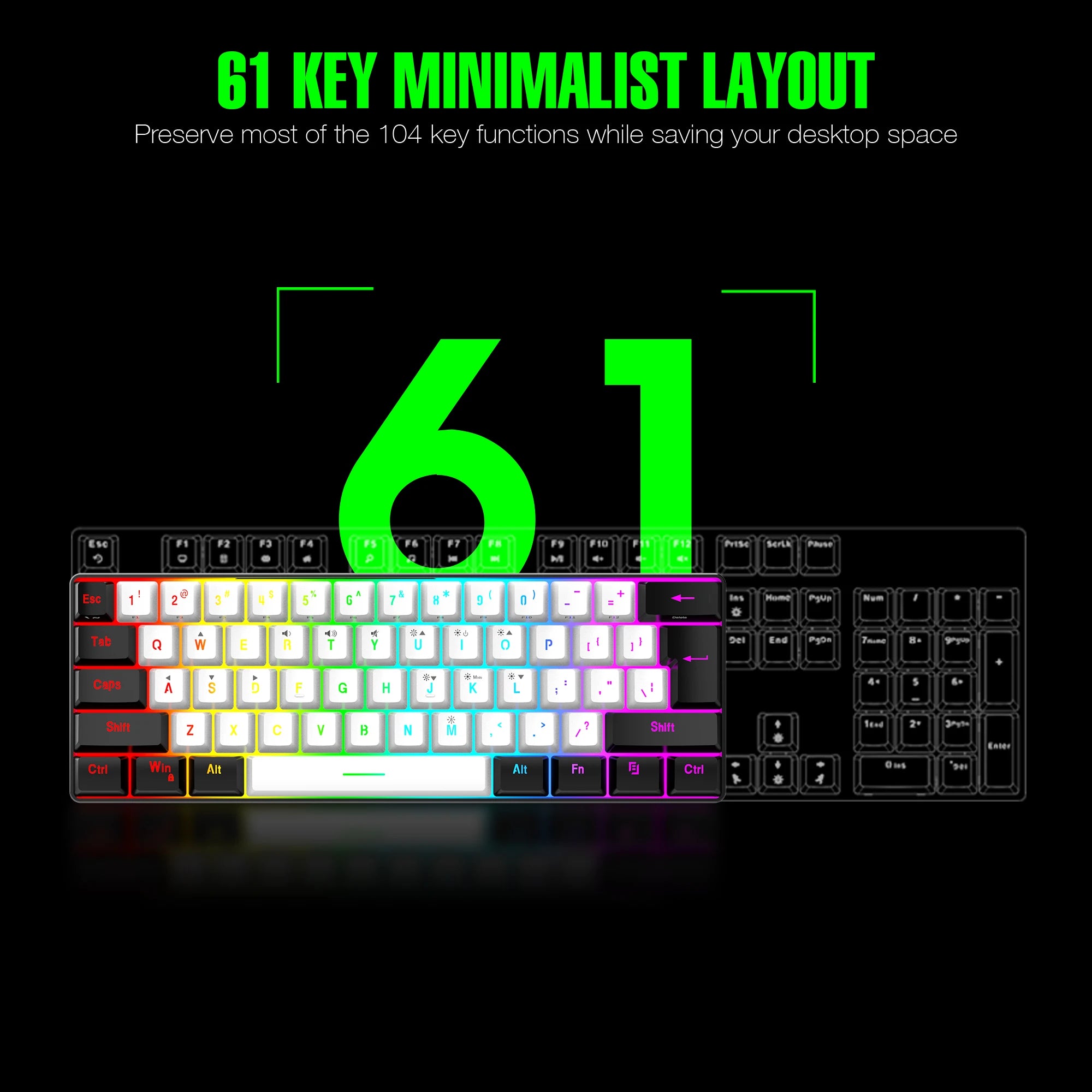 60% wired gaming keyboard - RGB backlight