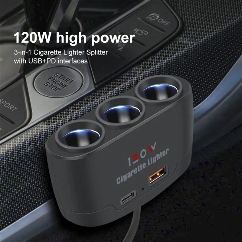 3 in 1 USB Type C Socket 120W