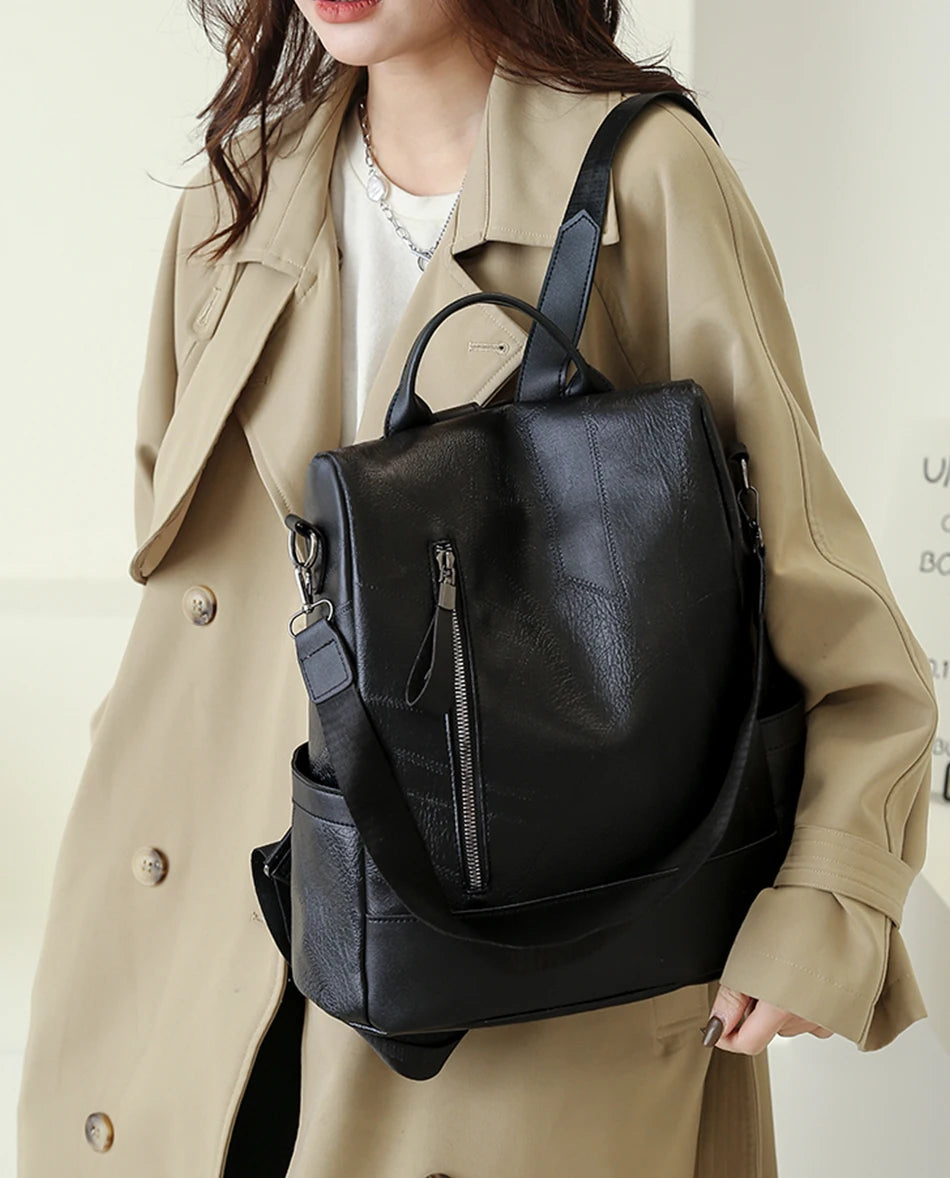 KMFFLY Soft Leather Backpack