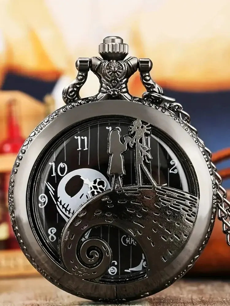 Lovers Skeleton Quarzt Pocket Watch